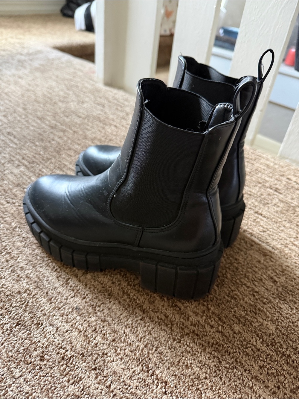 Black Chunky Sole Ankle Boots - Picture 7 of 8